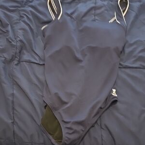 Stylish Blue Swimsuit with Blue &White Straps